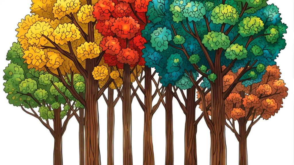 Autumn Trees Coloring Pages