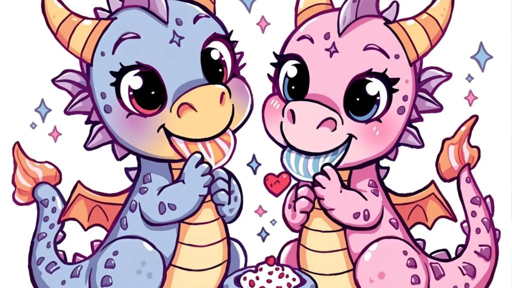 Baby Dragon Eating Candy Coloring Pages 🍭🐉