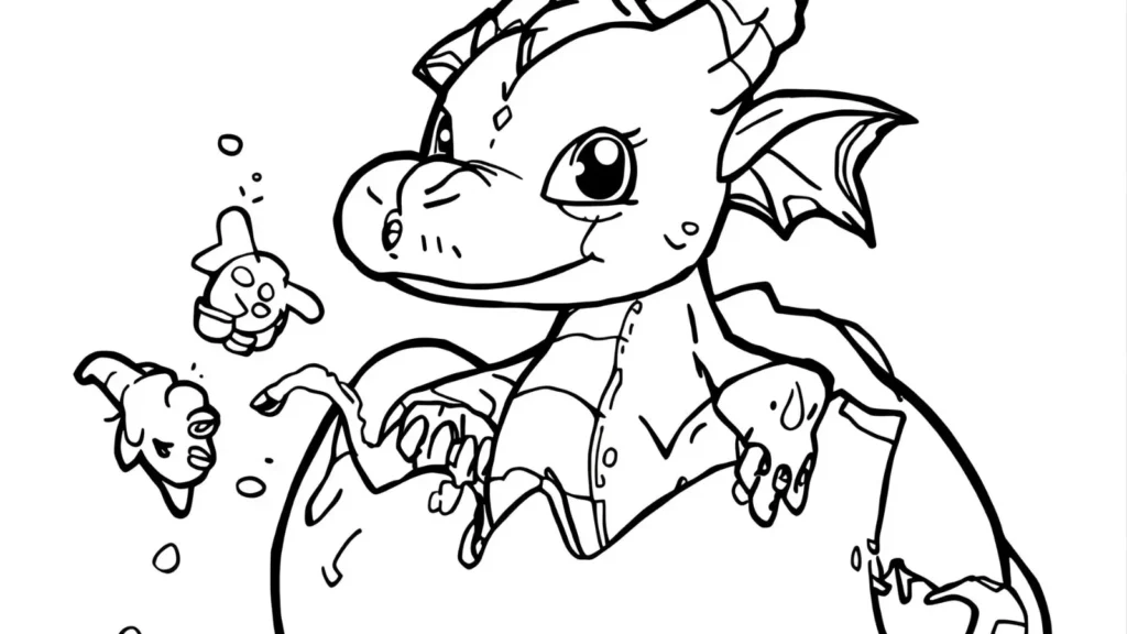 Baby Dragon in Eggs Coloring Pages 🥚🐉