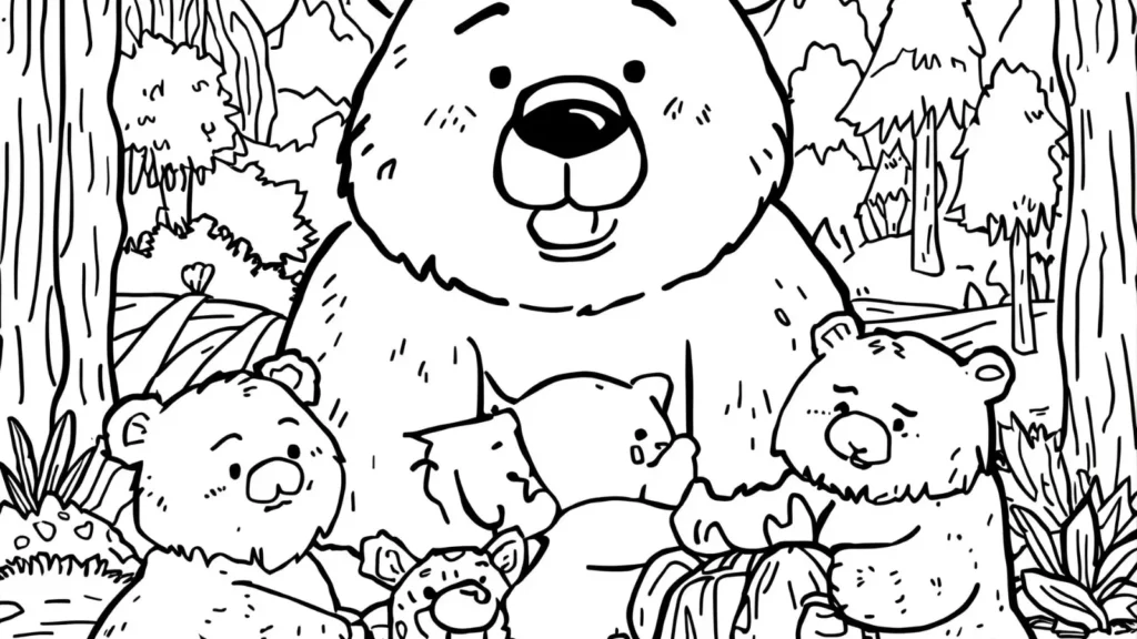 Bear in the Forest Coloring Pages