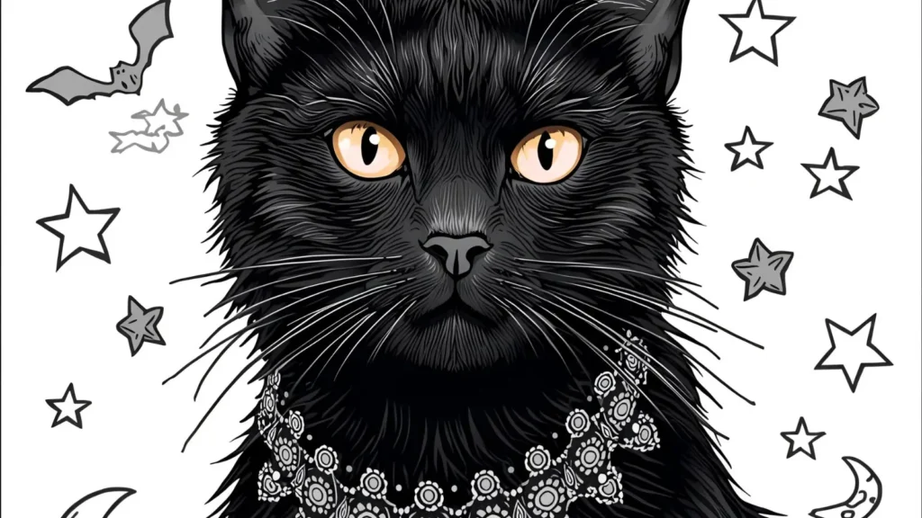Black Cat Coloring Pages 🐾