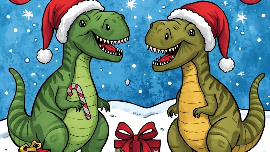 Christmas Dinosaur Coloring Pages