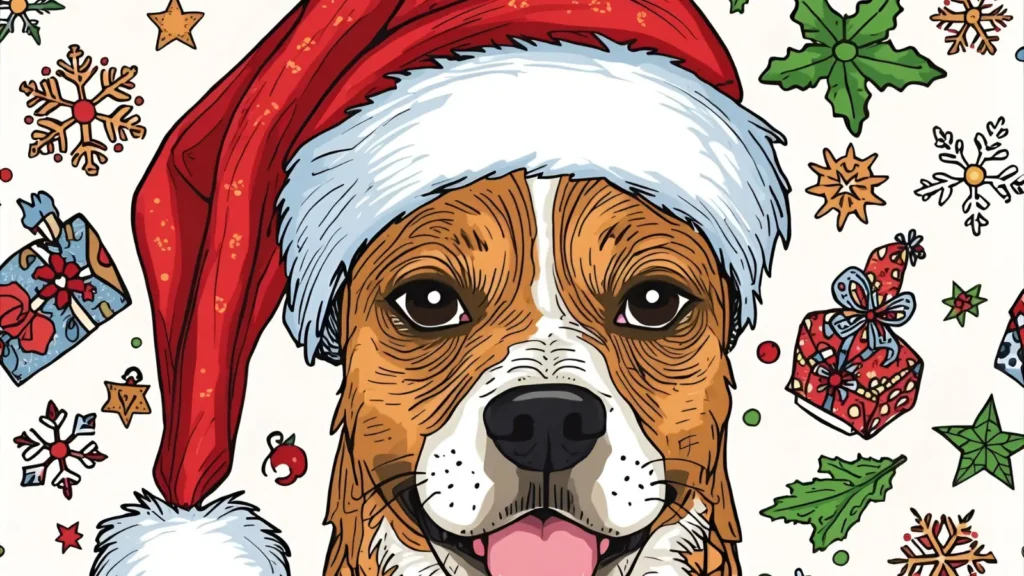 Christmas Dog Coloring Pages