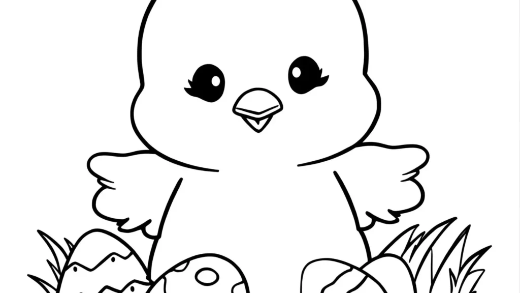 Cute Baby Chick Spring Coloring Pages