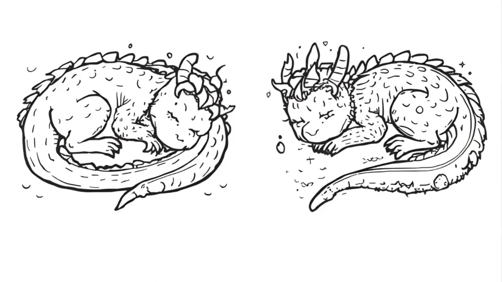 Cute Baby Dragon Sleeping Coloring Pages 😴🐉