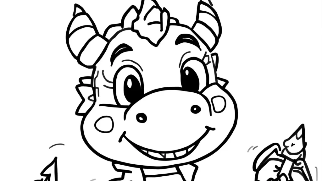 Cute Cartoon Dragon Coloring Pages 😄🐉
