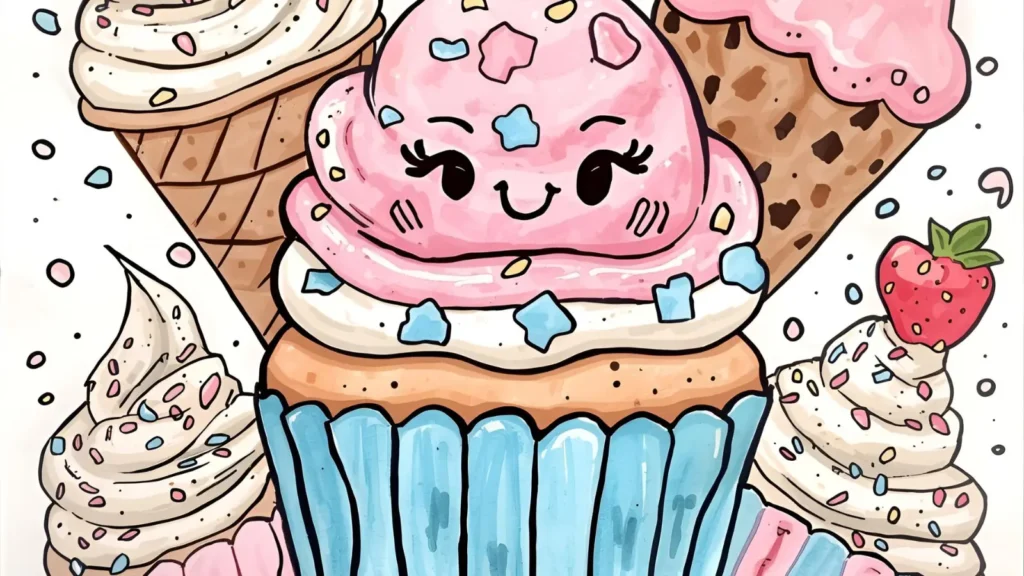 Cute Dessert Coloring Pages