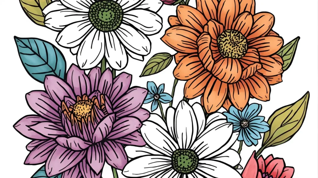 Cute Flower Coloring Pages
