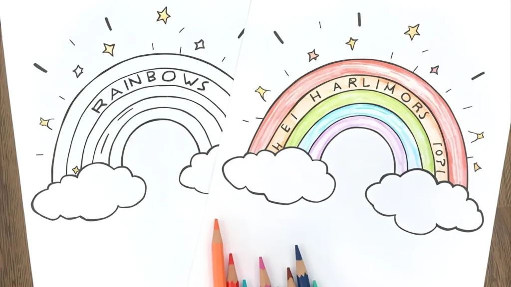 Cute Rainbow Coloring Pages