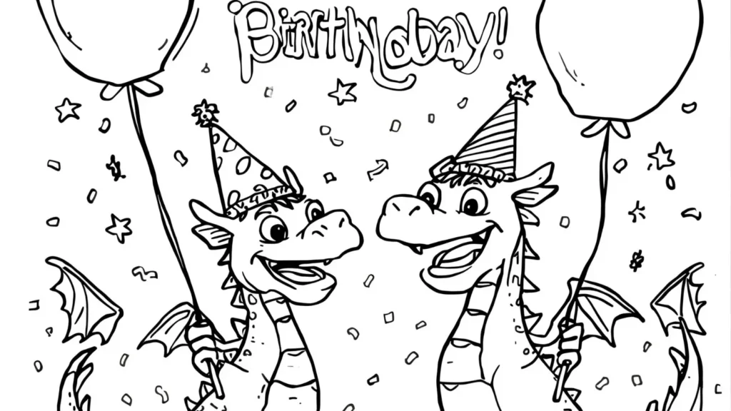 Dragon Birthday Coloring Pages 🎂🐉