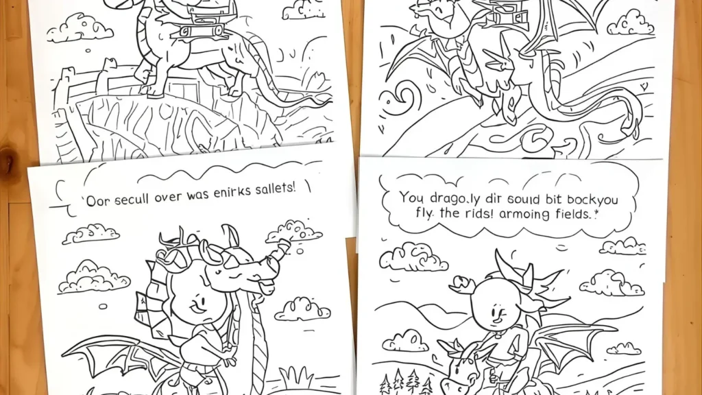 Dragon Riding Kids Coloring Pages 🚴🐉