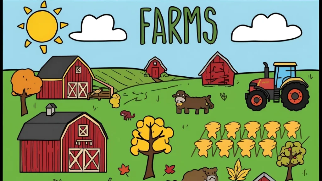 Fall Farm Scene Coloring Pages