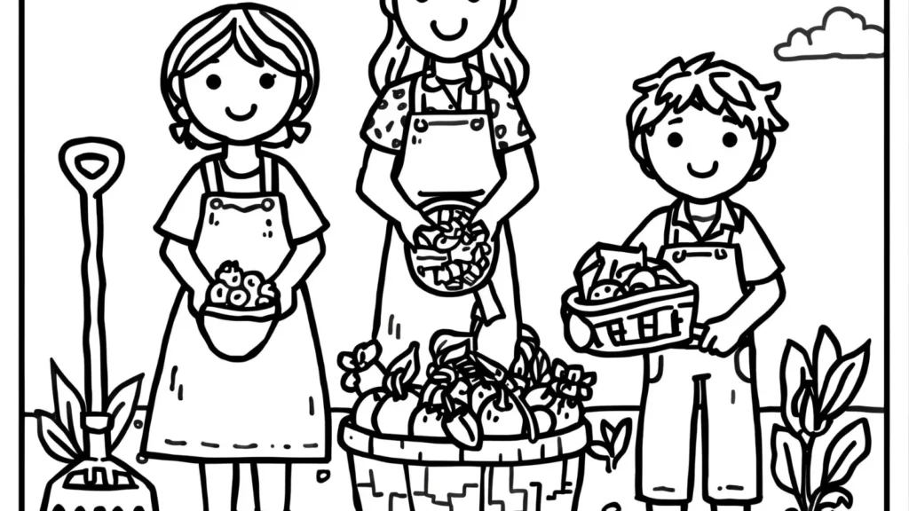 Farmer & Harvest Worker Coloring Pages