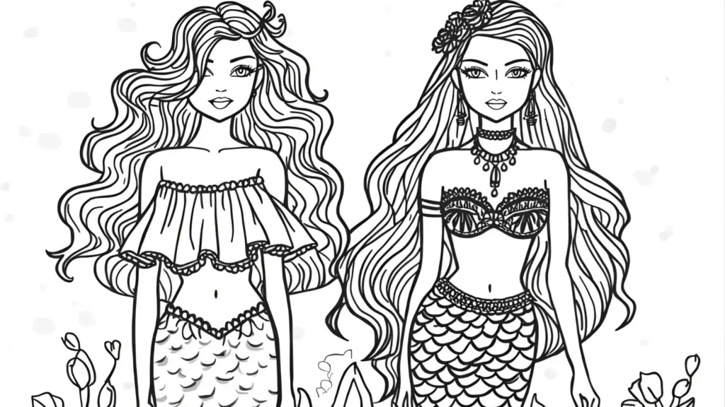 Fashion Mermaid Coloring Pages