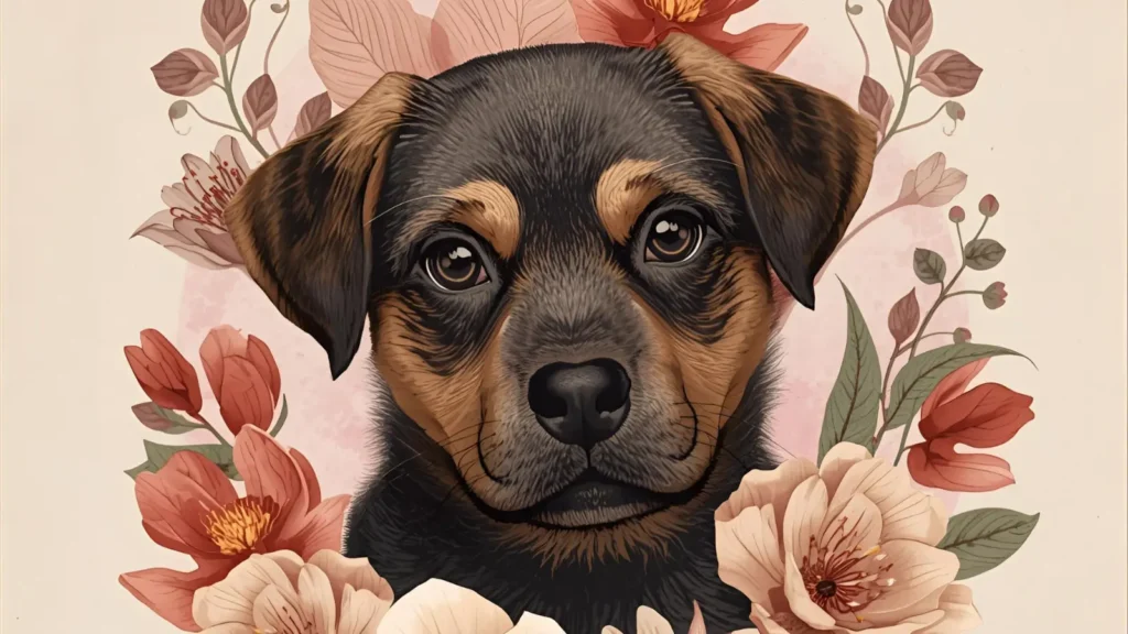 Floral Dog Coloring Pages