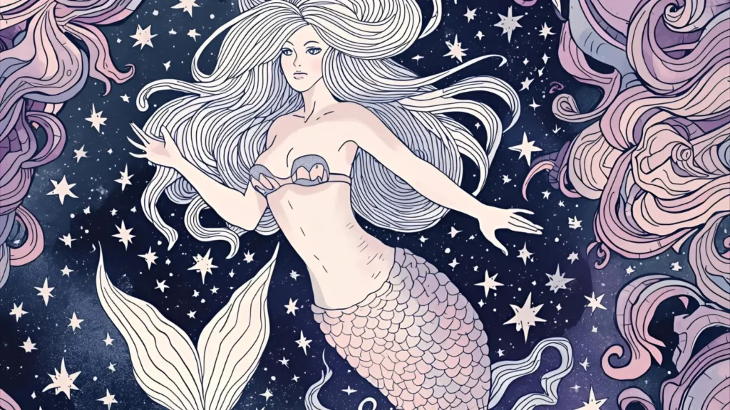 Galaxy Mermaid Coloring Pages