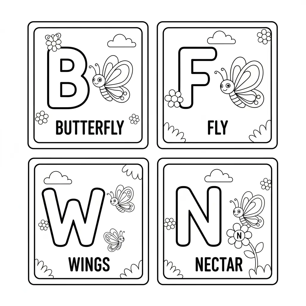 Butterfly Alphabet Coloring Pages 🔤🦋