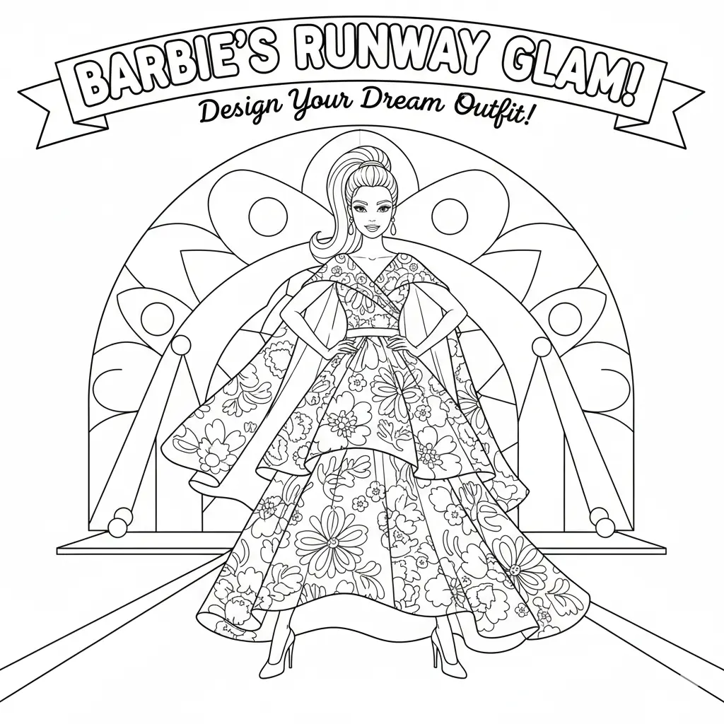 Barbie Fashion Runway Coloring Pages 👗