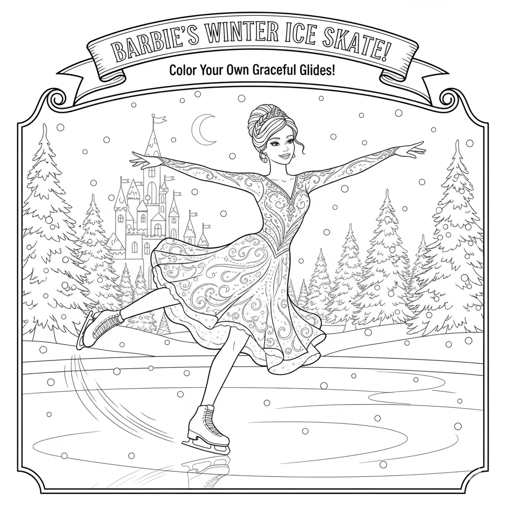 Barbie Ice Skating Coloring Pages ⛸️