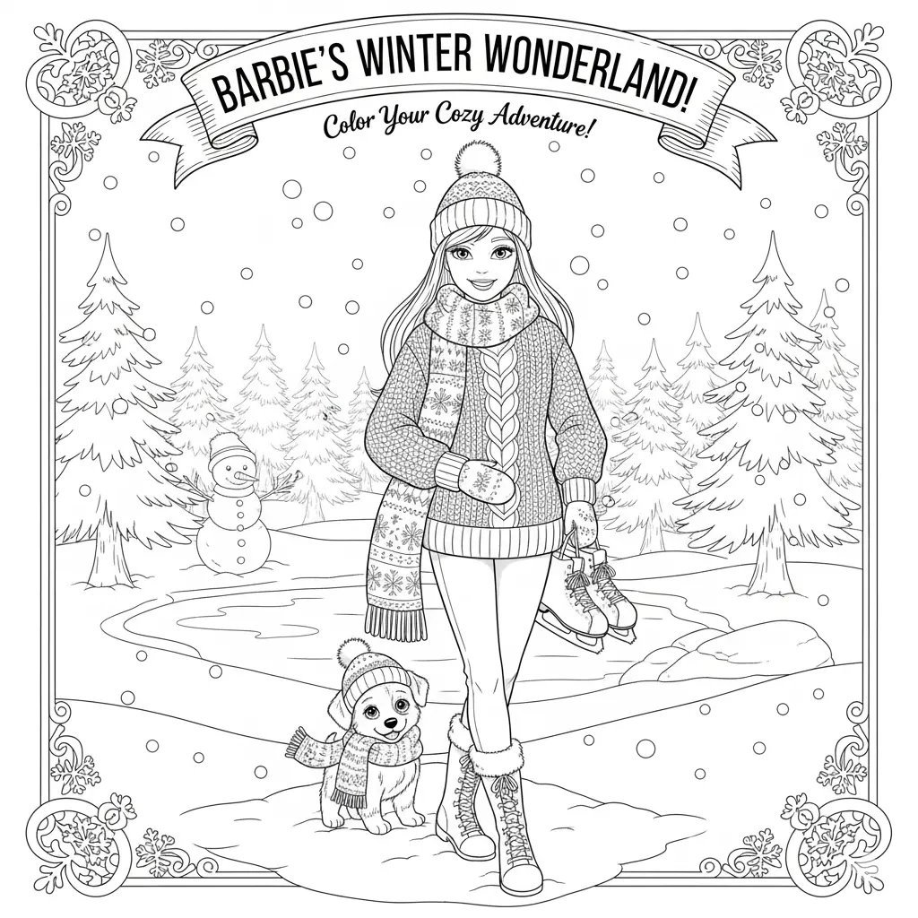 Barbie Winter Wonderland Coloring Pages ❄️