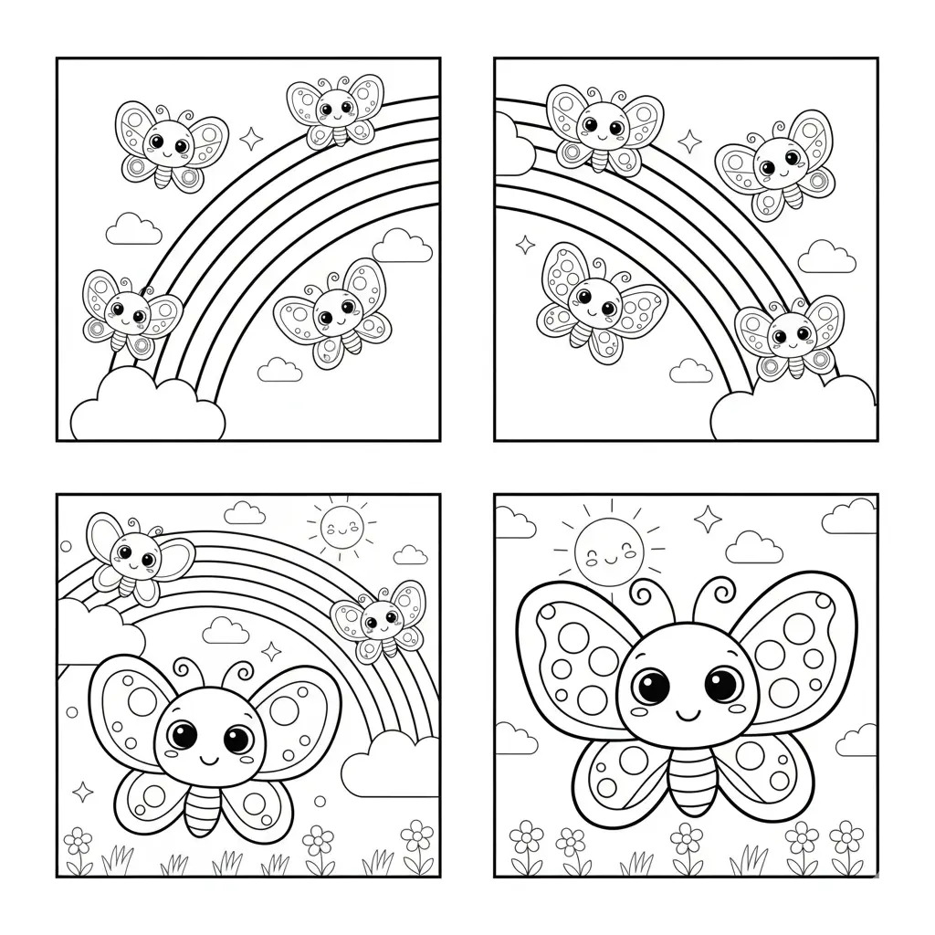 Butterfly and Rainbow Coloring Pages 🌈🦋