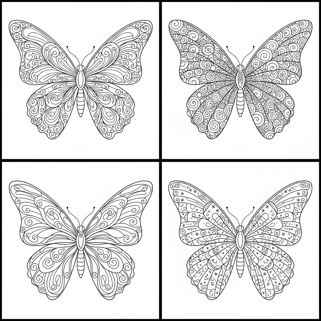 Butterfly Zentangle Coloring Pages 🖊️🦋