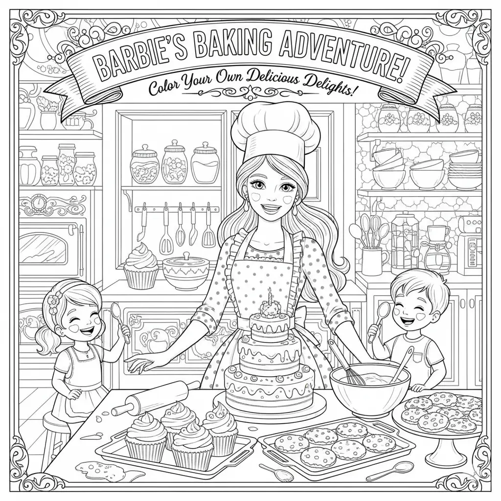 Barbie Cooking & Baking Coloring Pages 🍰