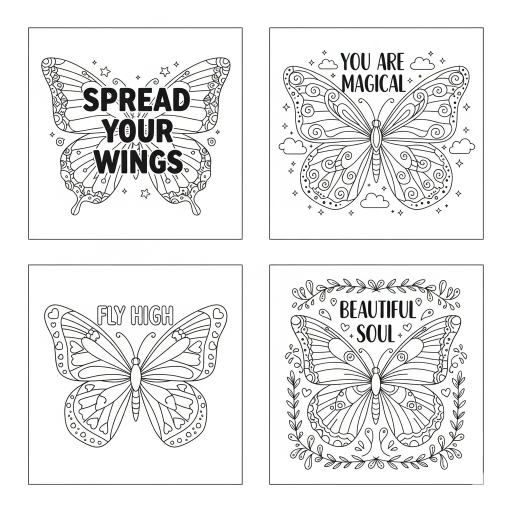 Butterfly Quote Coloring Pages ✍️🦋