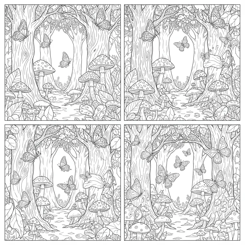Butterflies in the Forest Coloring Pages 🌲🦋