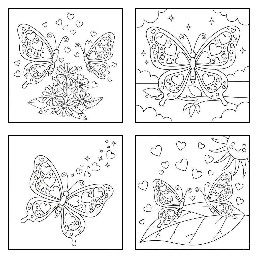Butterfly Heart Coloring Pages ❤️🦋
