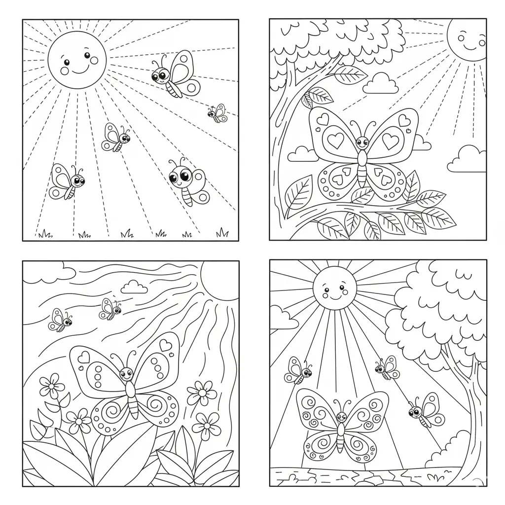 Summer Butterfly Coloring Pages ☀️🦋