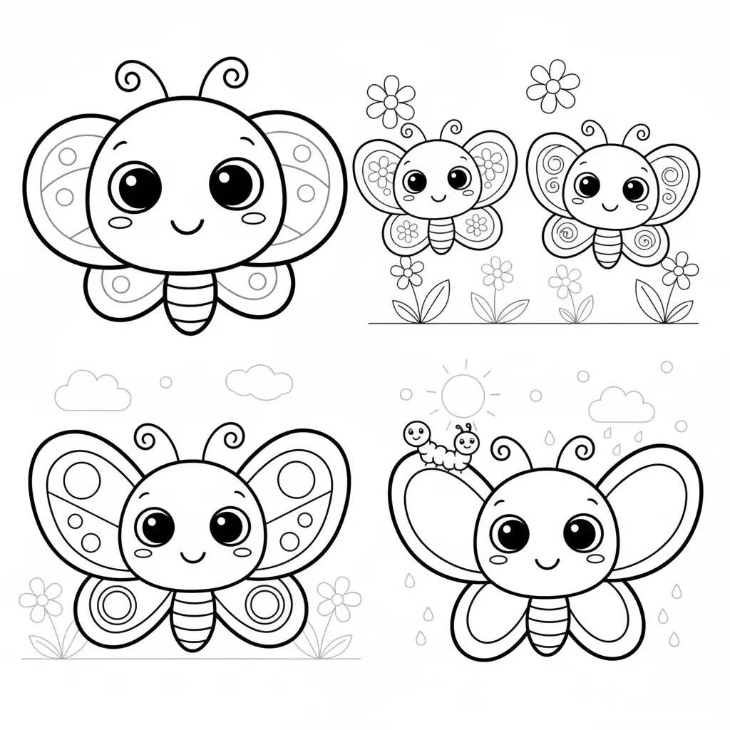Cute Baby Butterfly Coloring Pages 🍼🦋