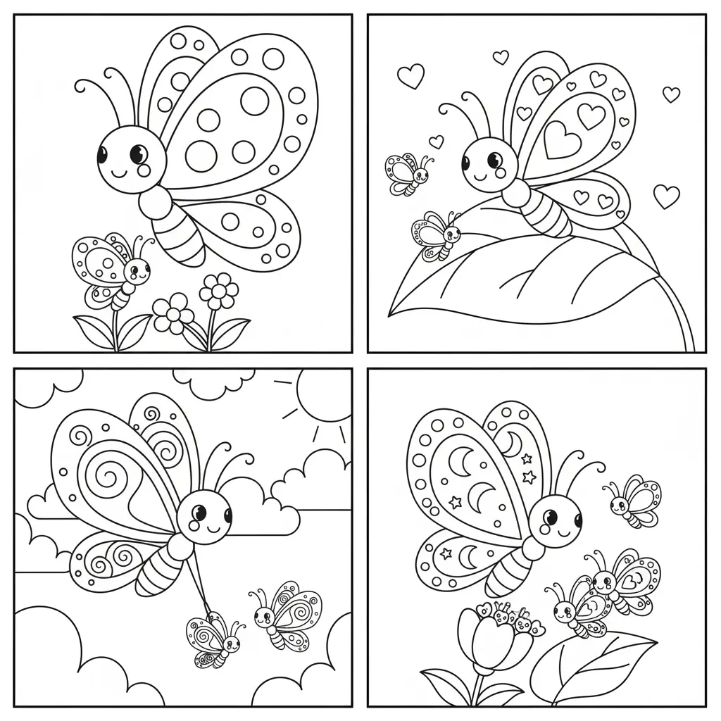 Butterfly Family Coloring Pages 👨👩👧🦋