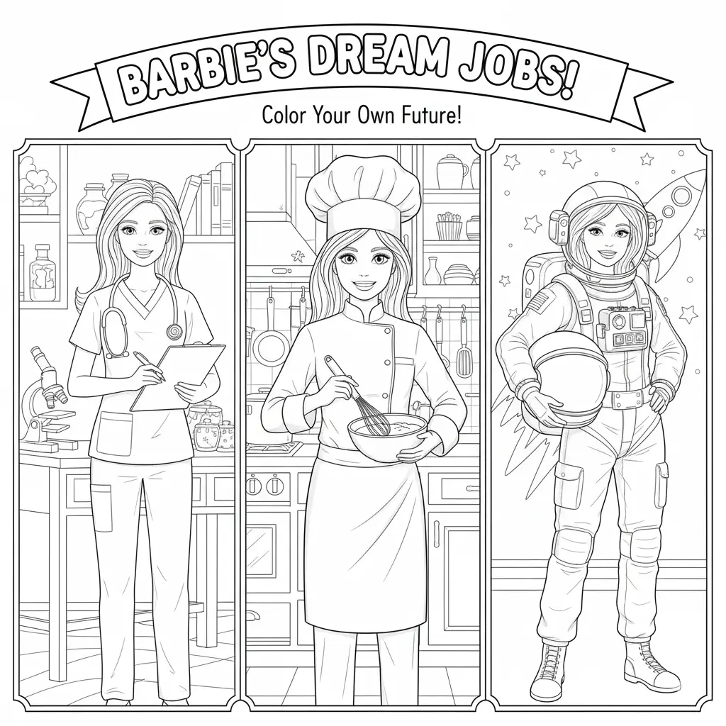 Barbie Career Coloring Pages 👩⚕️
