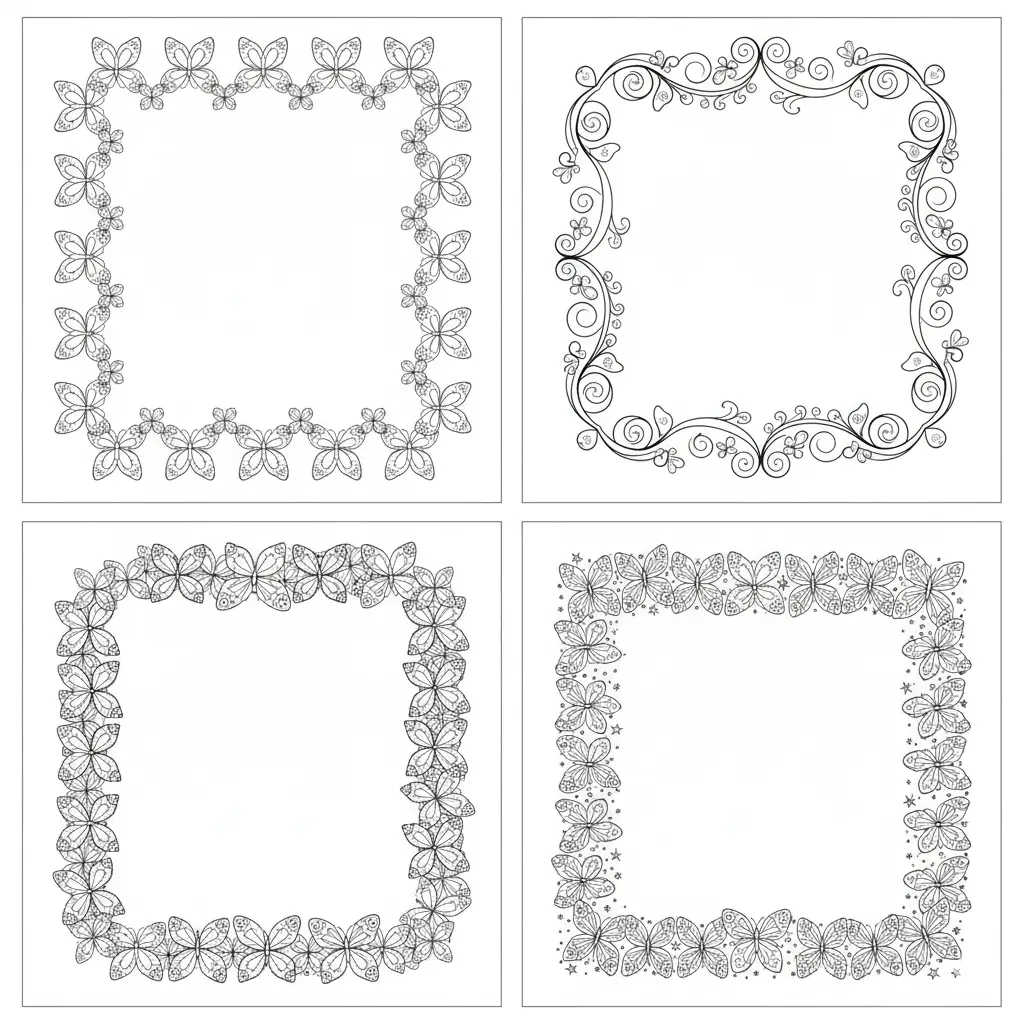 Butterfly Frame Coloring Pages 🖼️🦋