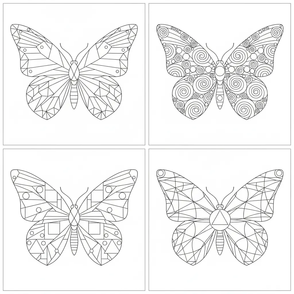Geometric Butterfly Coloring Pages 📐🦋