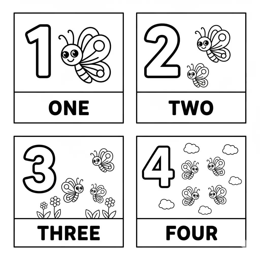 Butterfly Number Coloring Pages 🔢🦋