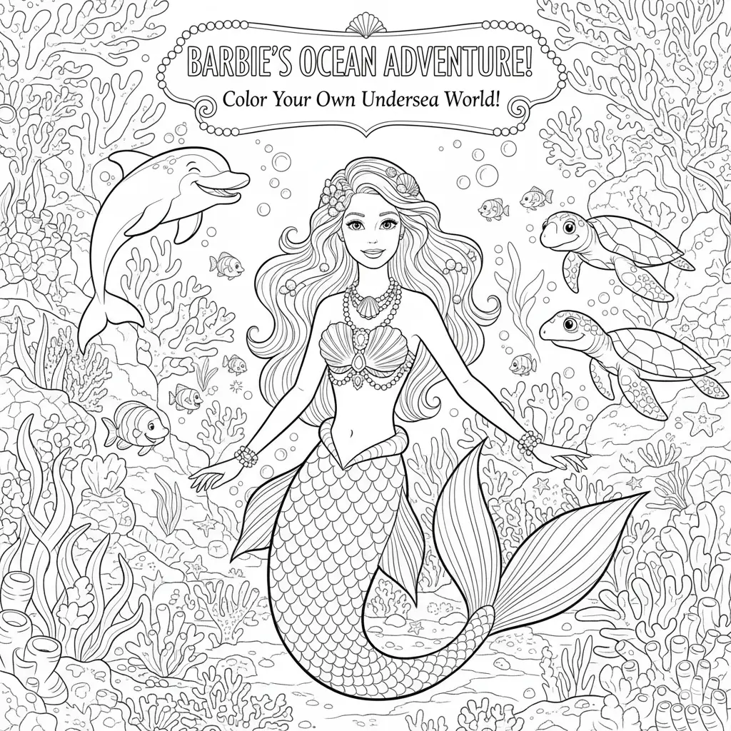 Barbie Mermaid Coloring Pages 🧜♀️