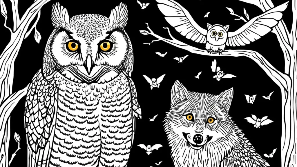 Halloween Animal Coloring Pages 🦉