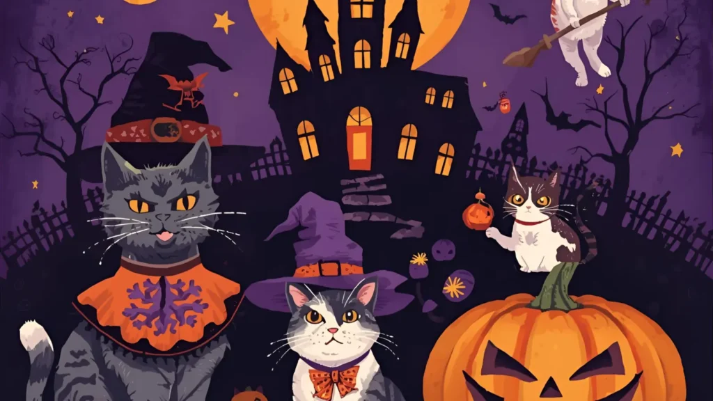 Halloween Cat Coloring Pages