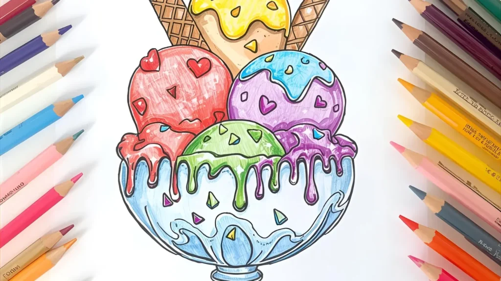 Ice Cream Summer Coloring Pages 🍦