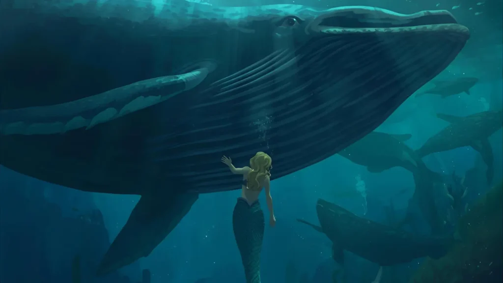 Mermaid and Whale Coloring Pages