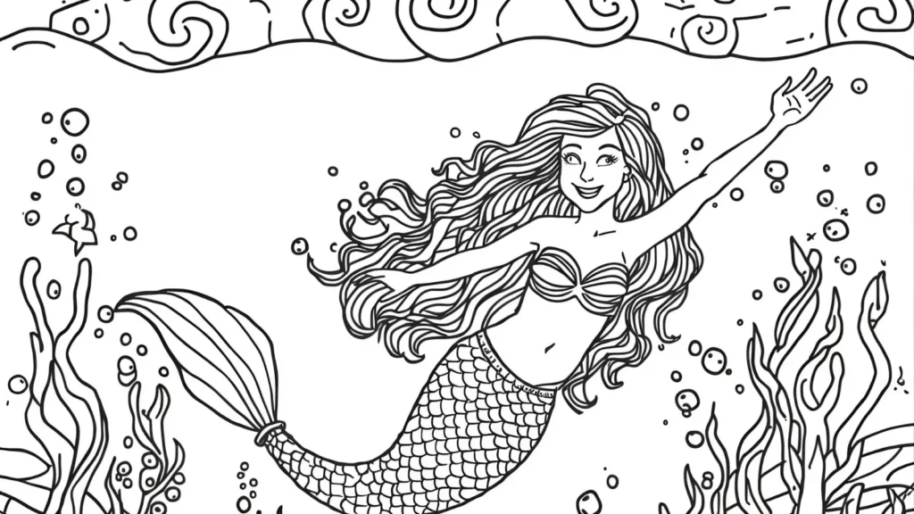 Ocean Mermaid Coloring Pages