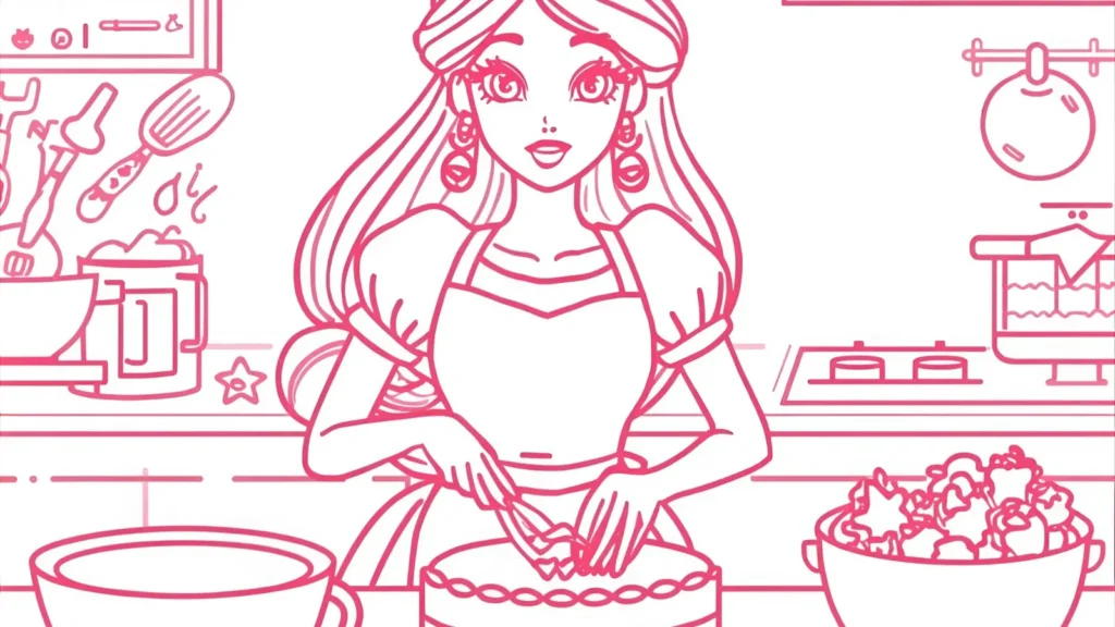 Princess Cooking Coloring Pages 🍰👩🍳