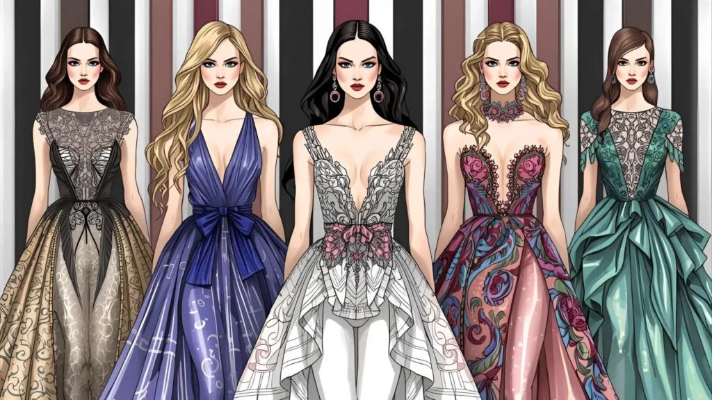 Princess Fashion Show Coloring Pages 👗🌟