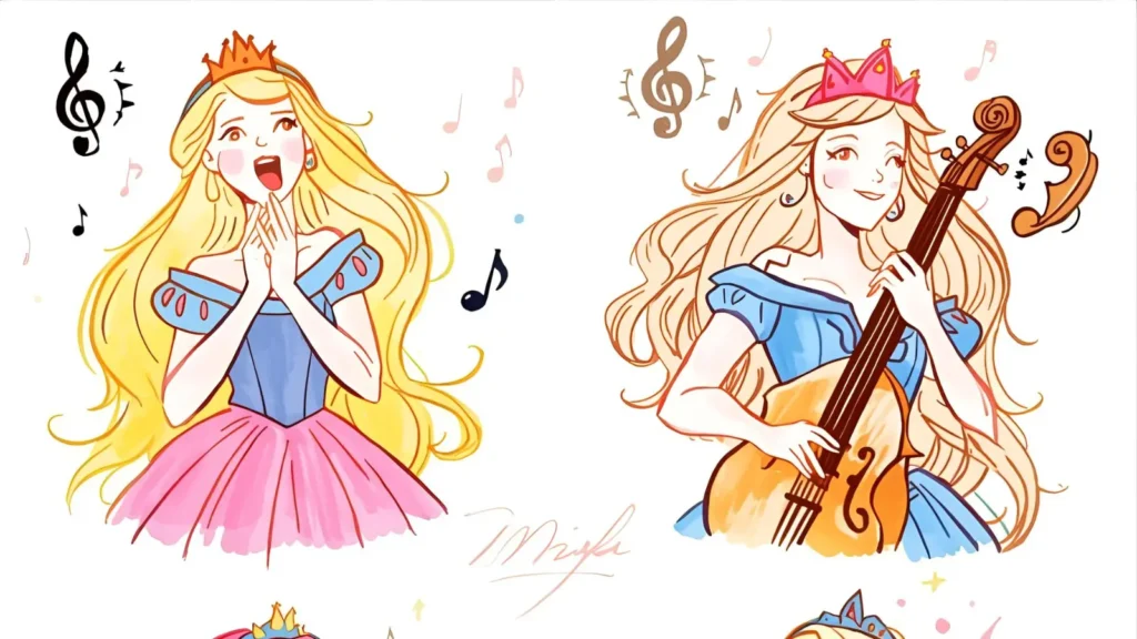 Princess Musical Coloring Pages 🎶🎤