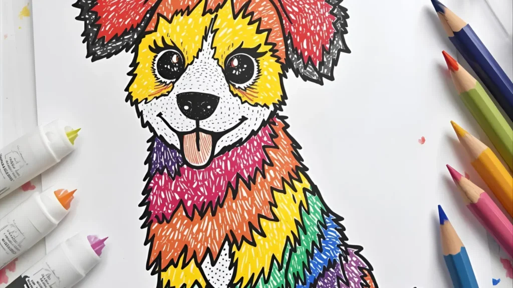 Rainbow Dog Coloring Pages