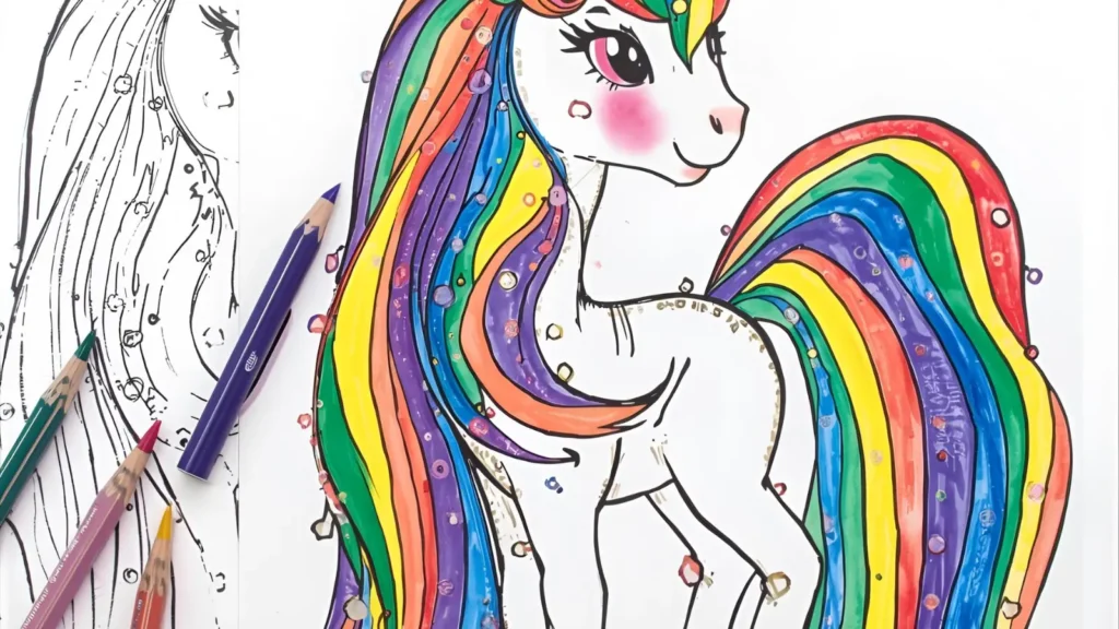 Rainbow Mermaid Coloring Pages