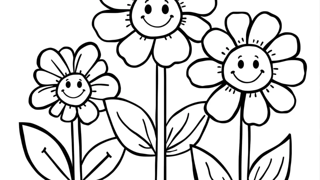 Simple Flower Coloring Pages for Kids
