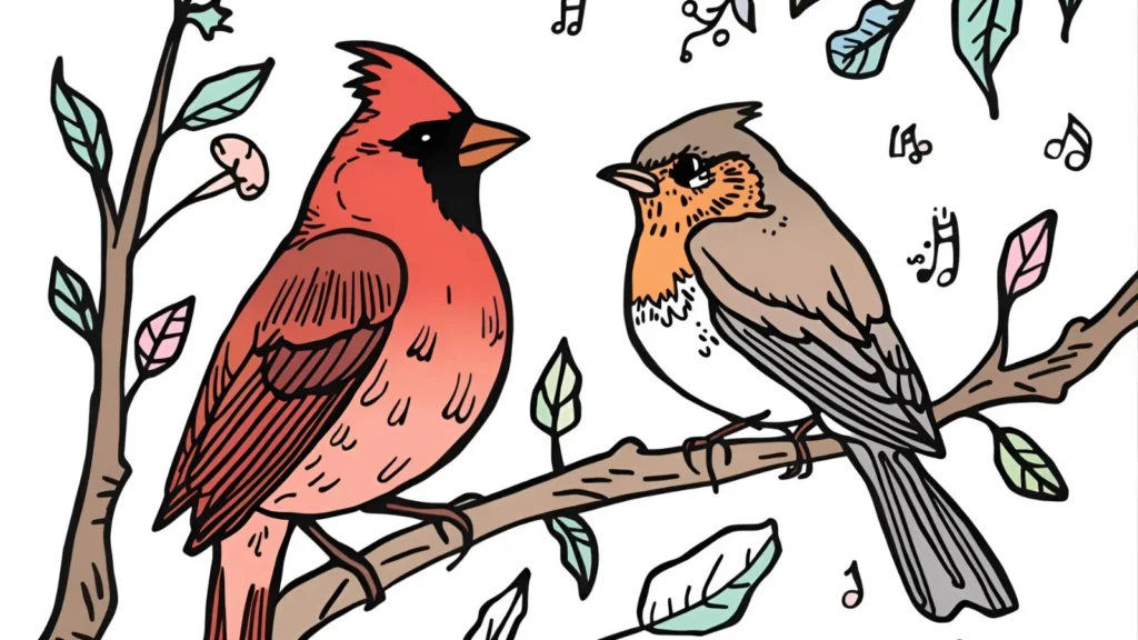 Singing Spring Bird Coloring Pages